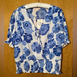 NWT Blousology top blouse semi-sheer cross-over size XL